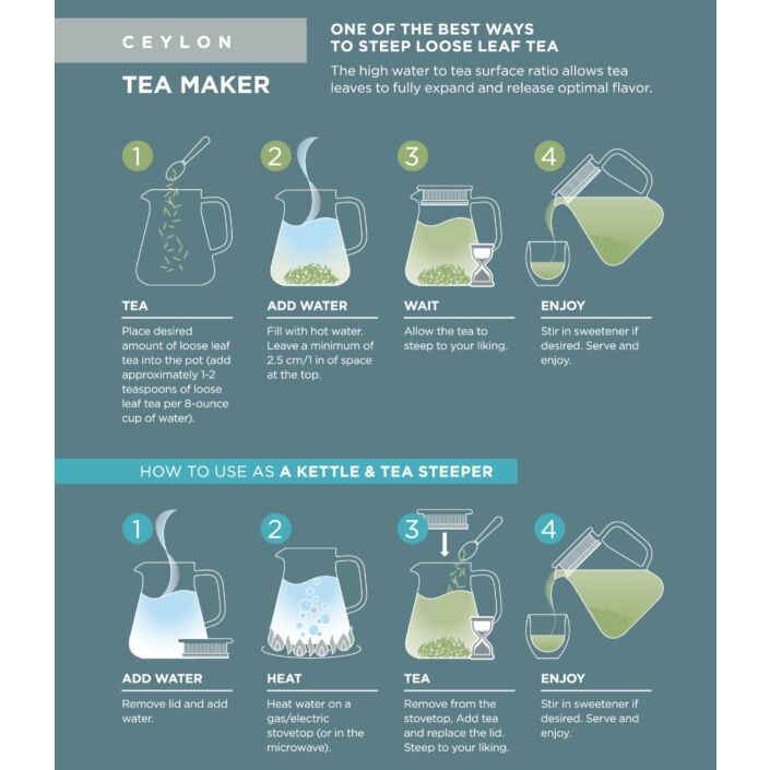 Tea Pot, Glass. Ceylon One-Touch Glass Tea Maker