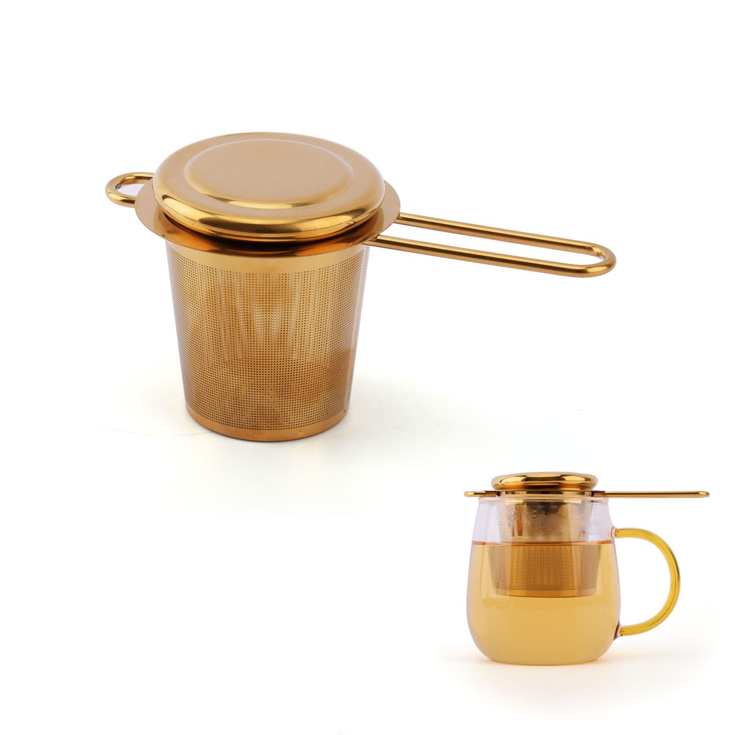 Tea Infuser Basket, Stainless Steel with Handle and Cap