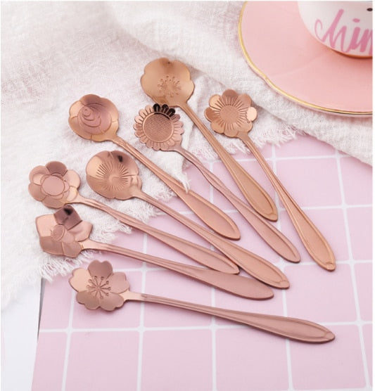 Tea Spoon Set, Flower 8 Pcs