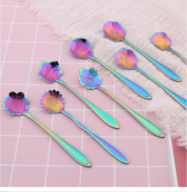 Tea Spoon Set, Flower 8 Pcs