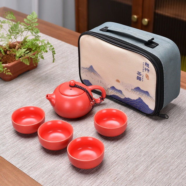 Tea Pot, Clay. Travel set includes Tea pot with 2-4 cups