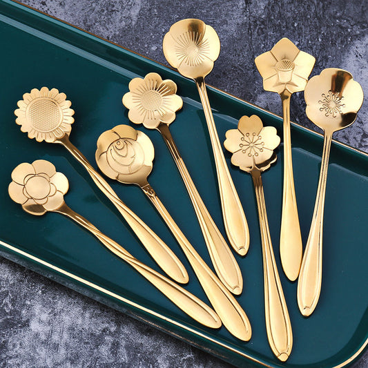 Tea Spoon Set, Flower 8 Pcs