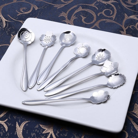 Tea Spoon Set, Flower 8 Pcs