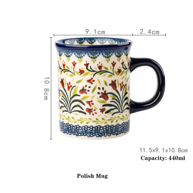 Tea Infuser Mug Set (Mums the Word)  K073T-P178 - The Polish Pottery Outlet